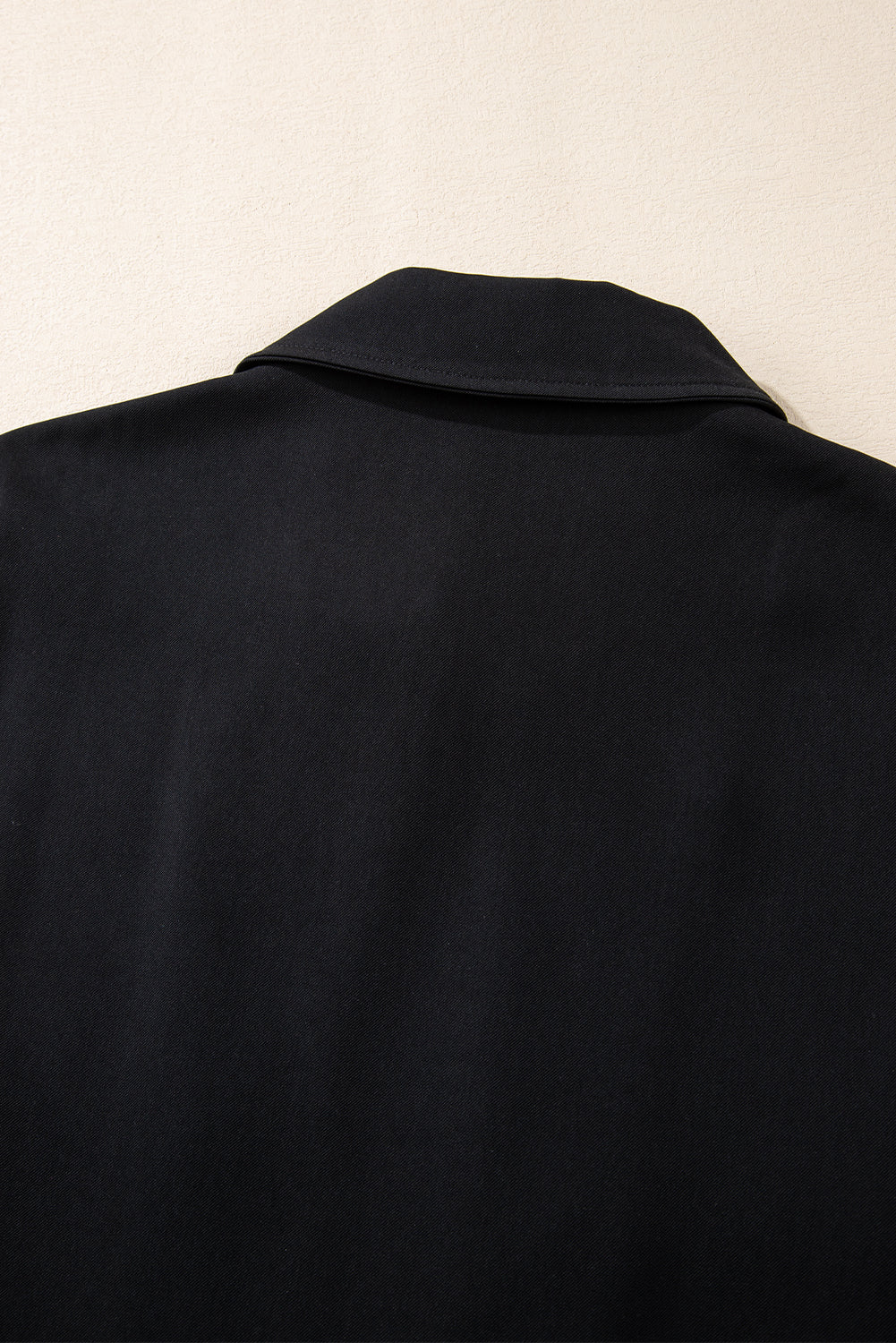 Black Collar Tab Sleeve Zip Up Flap Detail Jacket